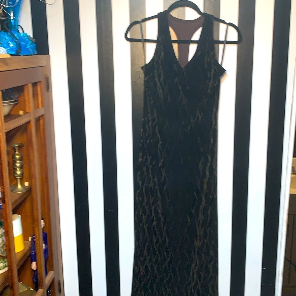 Vintage 1993 Scott McClintock Burnout Velvet Racerback Maxi Dress Size Medium 8 - Picture 3 of 17